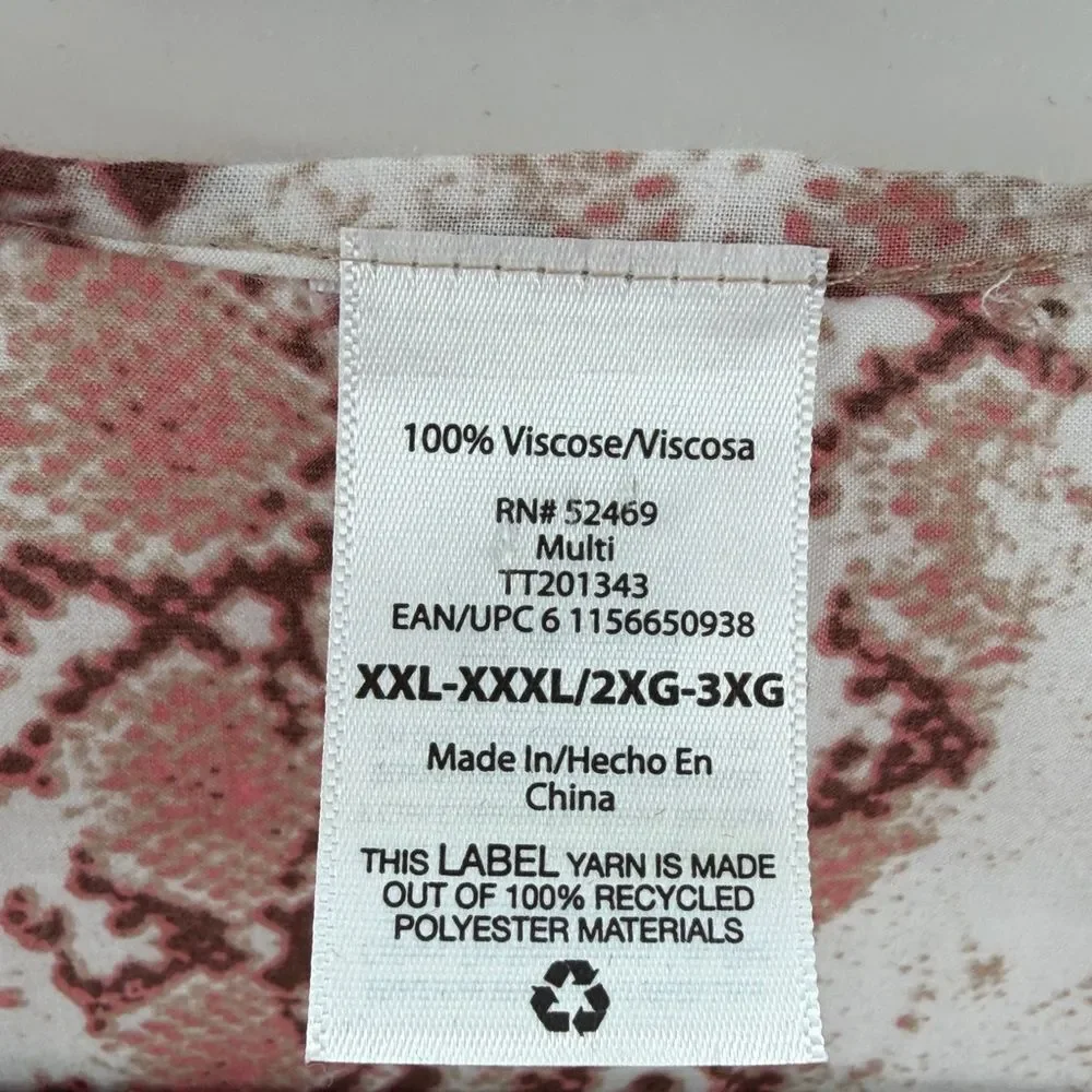 3For$20 Pink and Tan Snake Print Kimono size XXL